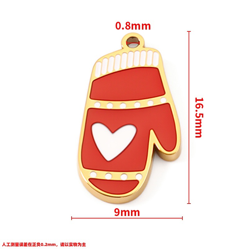 Vacuum plated 18k gold polished heart-shaped glove pendant 9x16.5mm