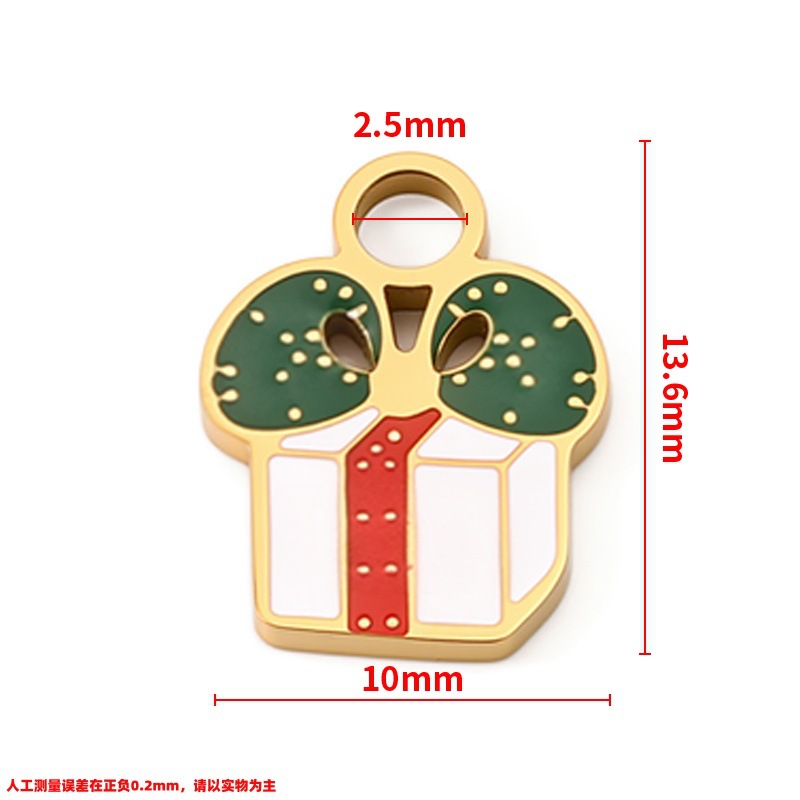 Vacuum plated 18k gold polished christmas gift pendant 10x13.6mm
