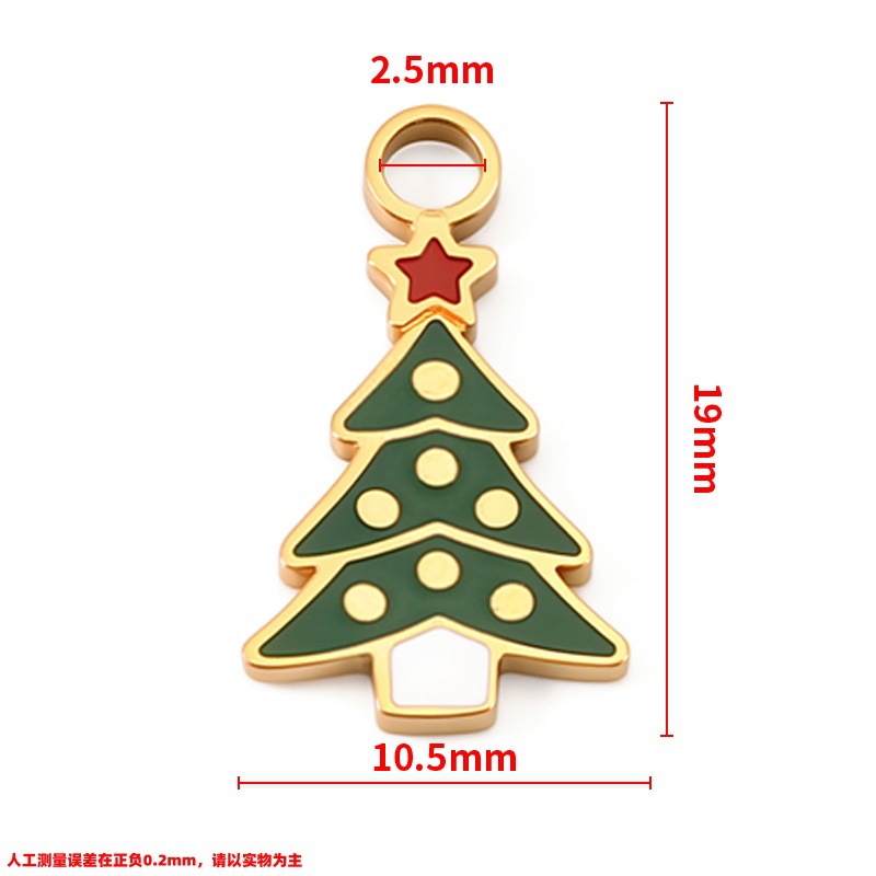 Vacuum plated 18k gold polished christmas tree pendant 10.5x19mm