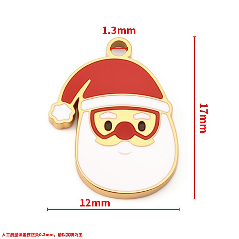 Vacuum plated 18k gold polished santa pendant 12x17mm
