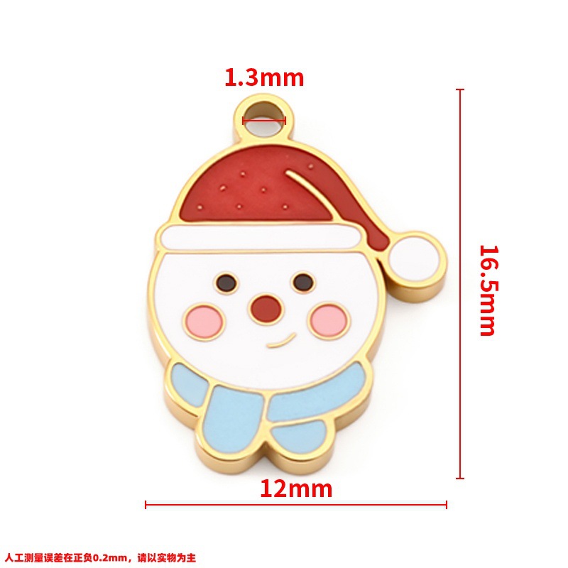 Vacuum plated 18k gold polished christmas snowman pendant 12x16.5mm