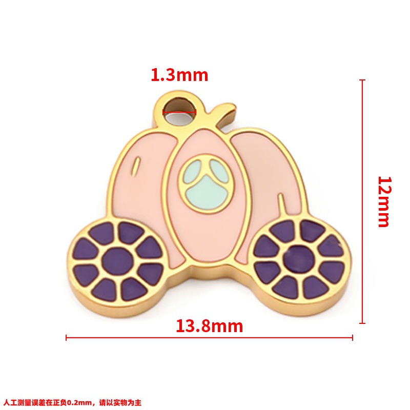Vacuum plated 18k gold polished pumpkin car pendant 12x13.8mm