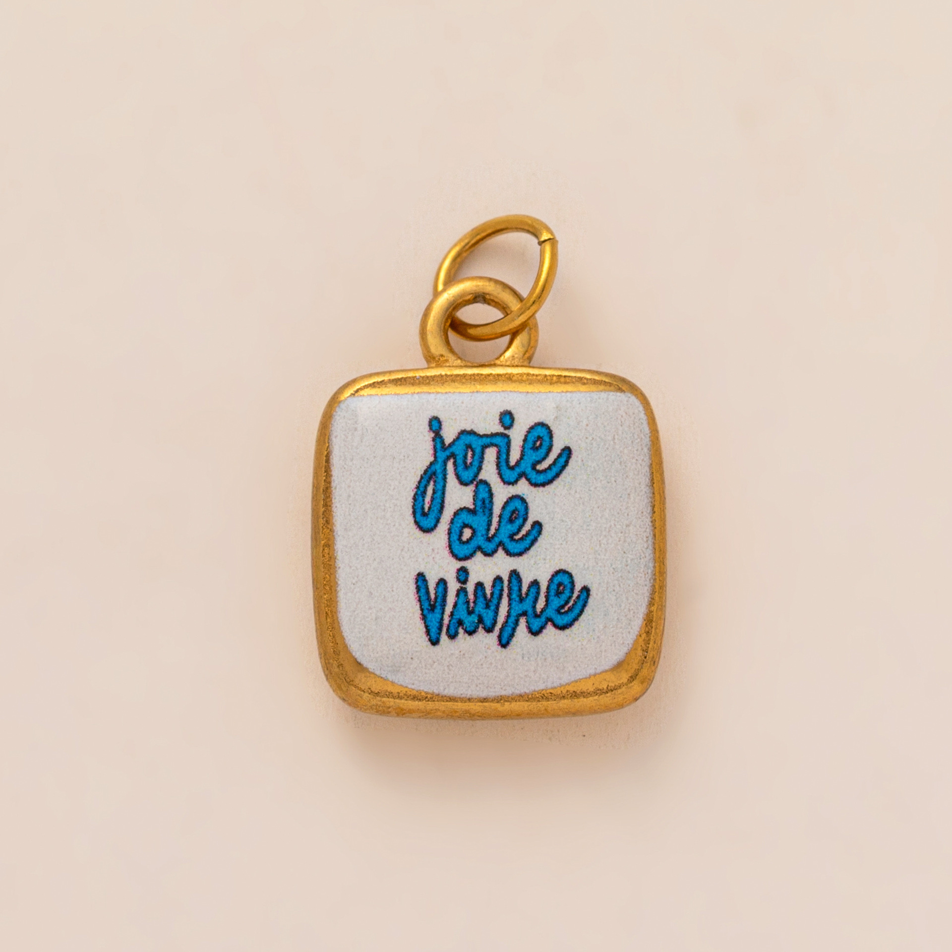 蓝色符号方块吊坠