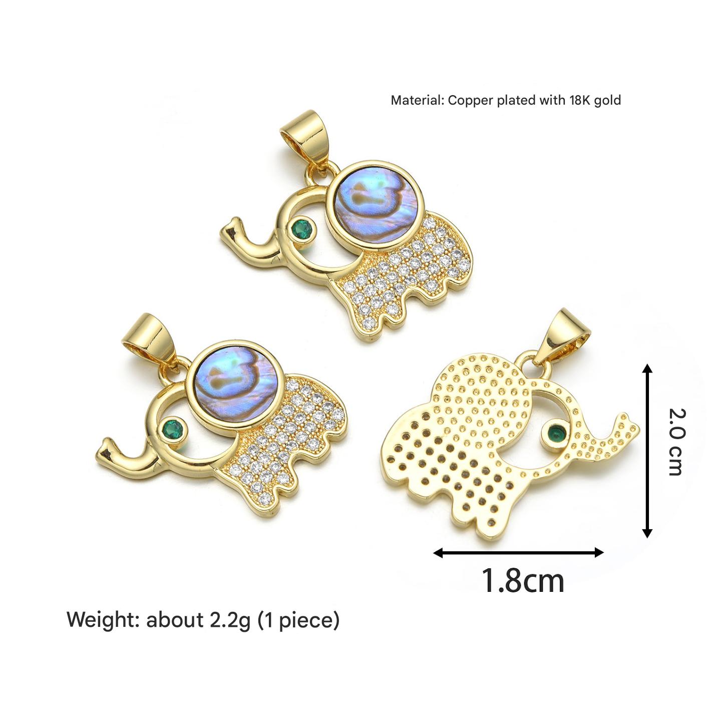 Hollow green-eyed baby elephant (abalone shell)