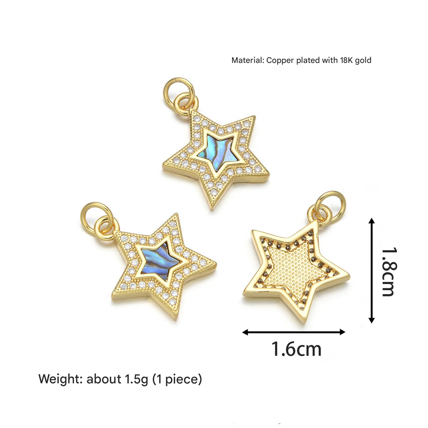 Gold edge star pendant (abalone shell)