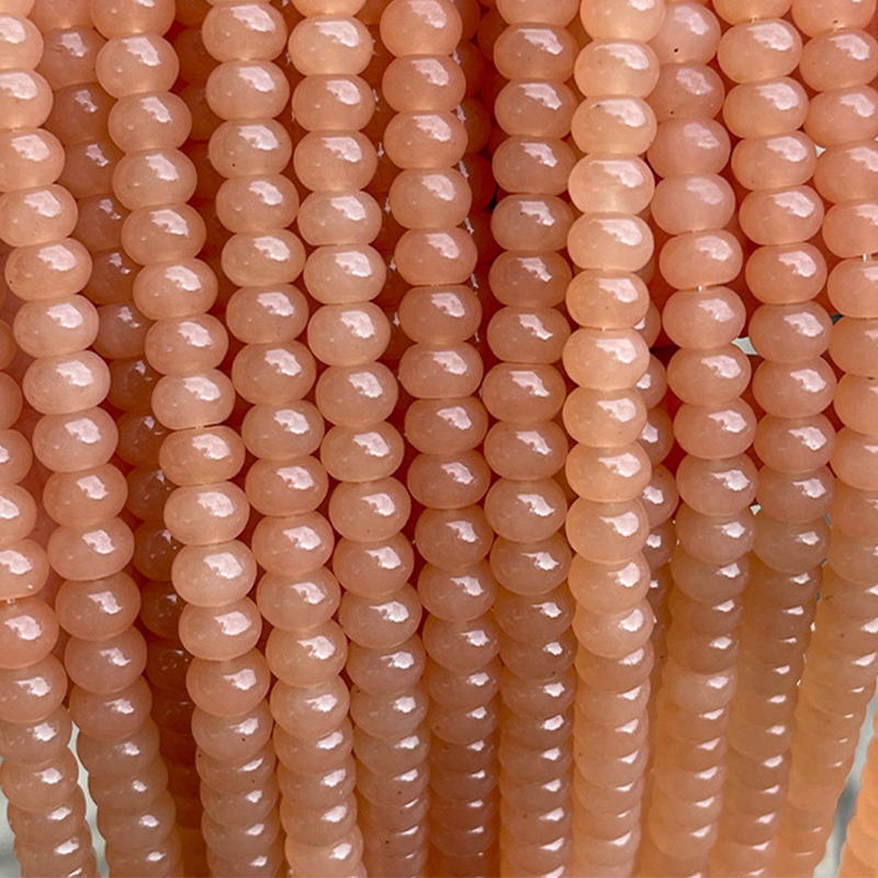 Lotus root pink imitation hetian jade abacus beads