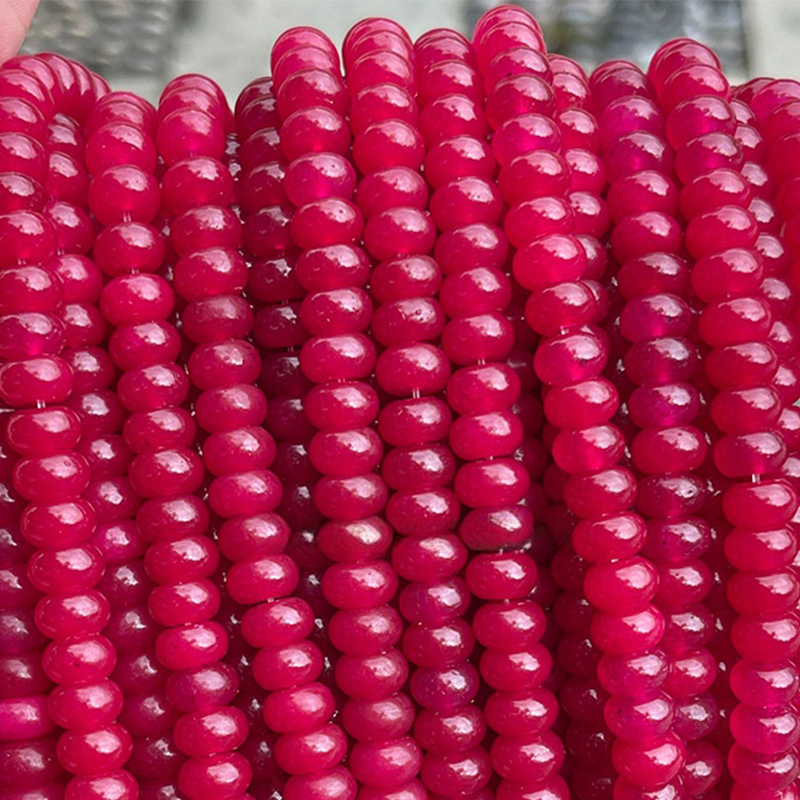 Ruby chalcedony abacus beads