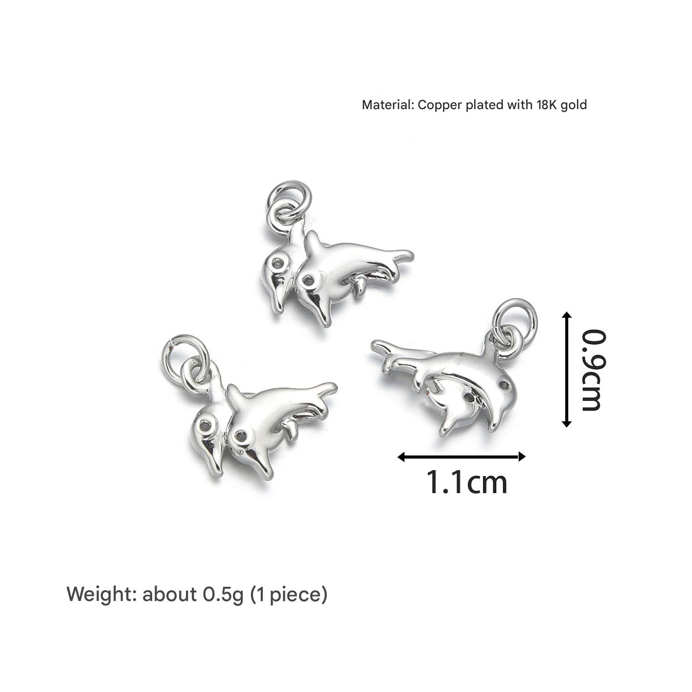 Glossy dolphin pendant (white gold)