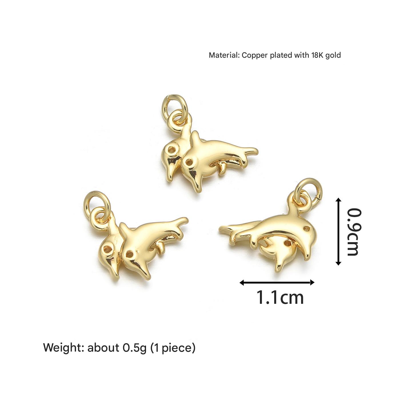 Glossy dolphin pendant (gold)