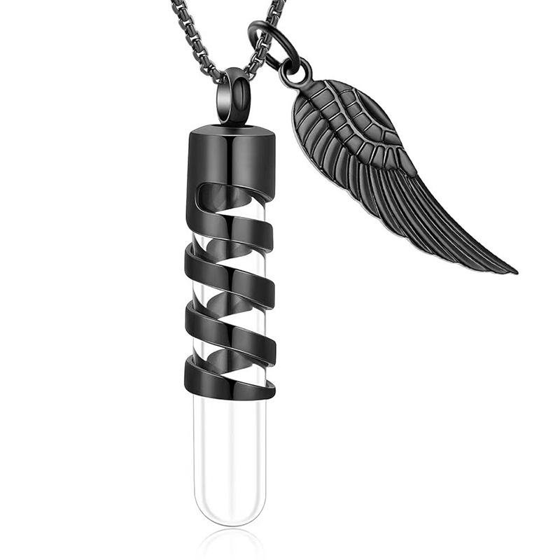 Black fiberglass cylindrical pendant