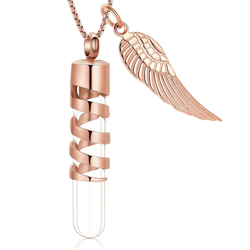 Rose gold fiberglass cylindrical pendant