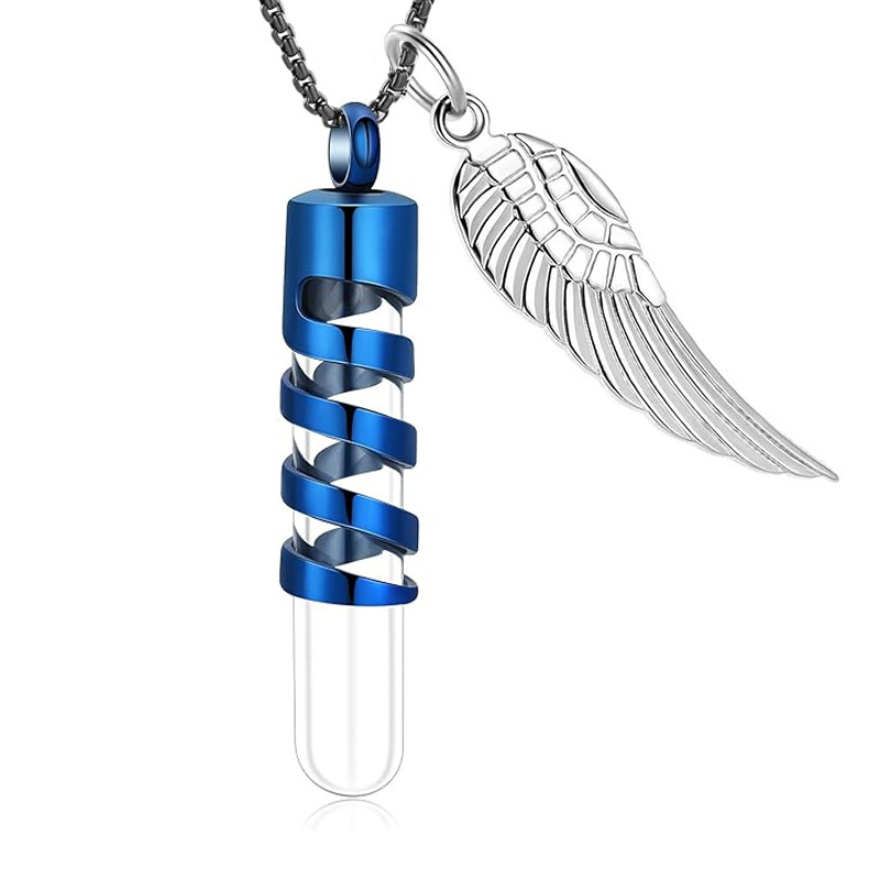Blue fiberglass cylindrical pendant