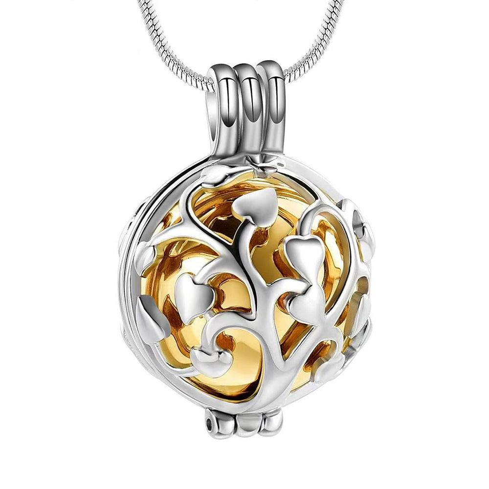 Gold round hollow pendant