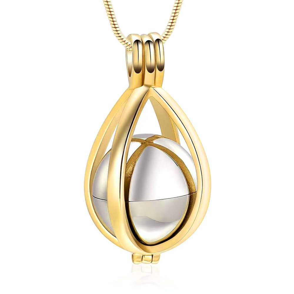 Golden water drop hollow pendant