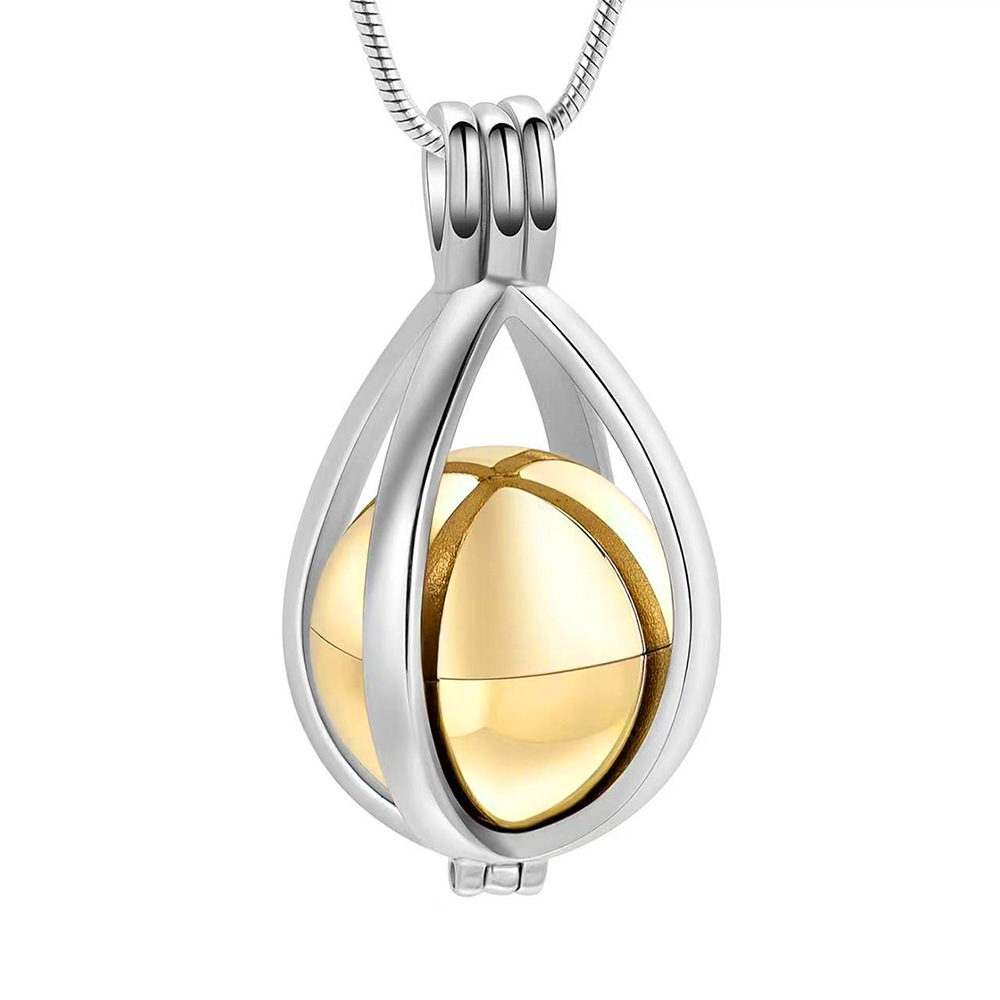 Silver gold water drop hollow pendant
