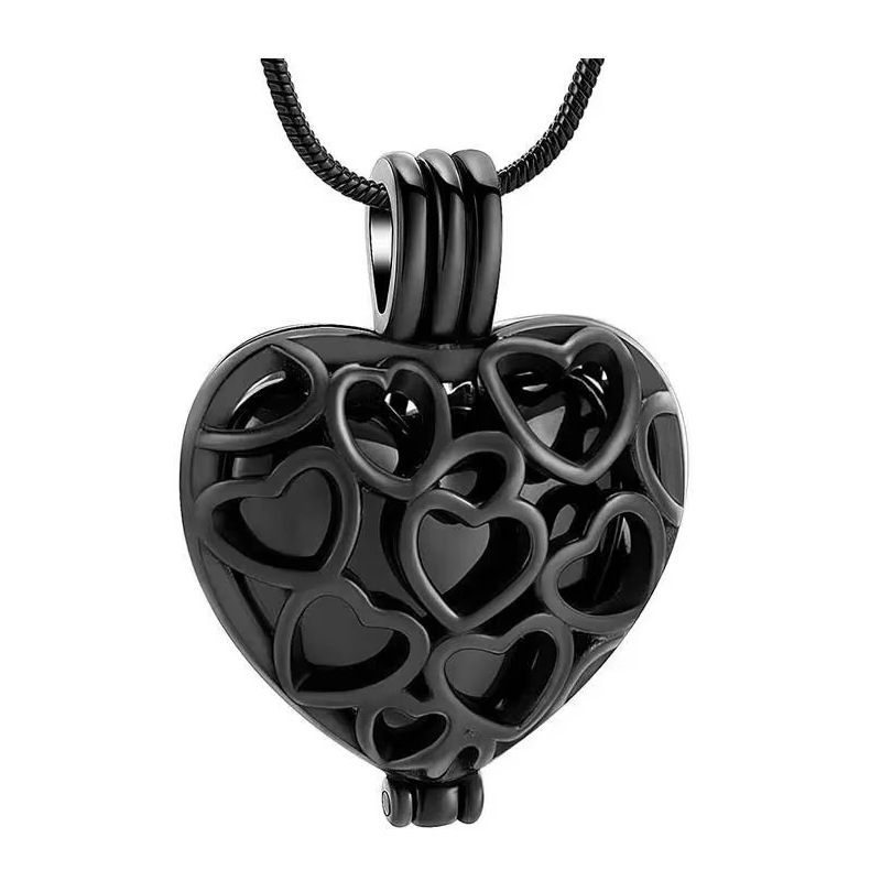 Black hollow heart pendant