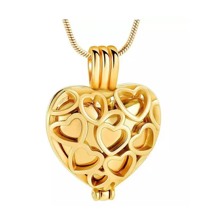 Gold hollow heart pendant