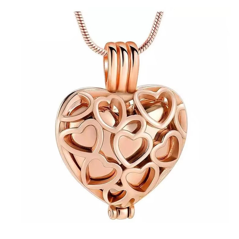 Rose gold hollow heart pendant