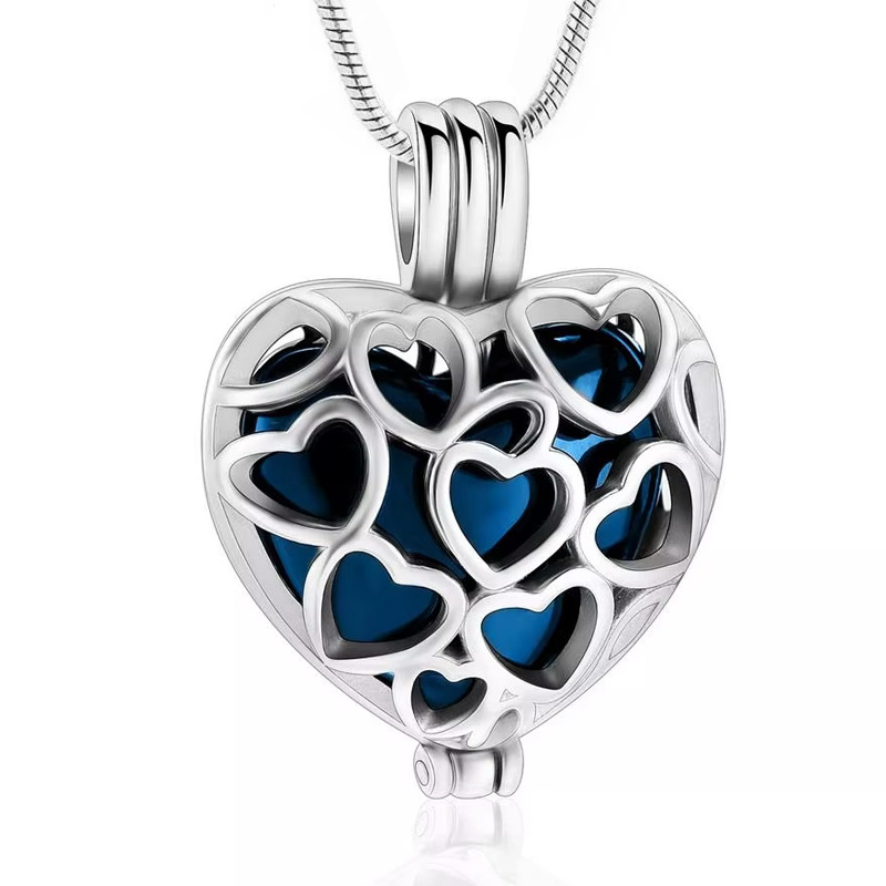 Blue hollow heart pendant