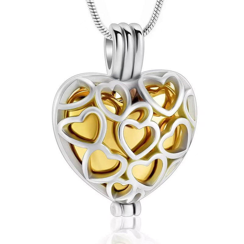 Silver gold hollow heart pendant