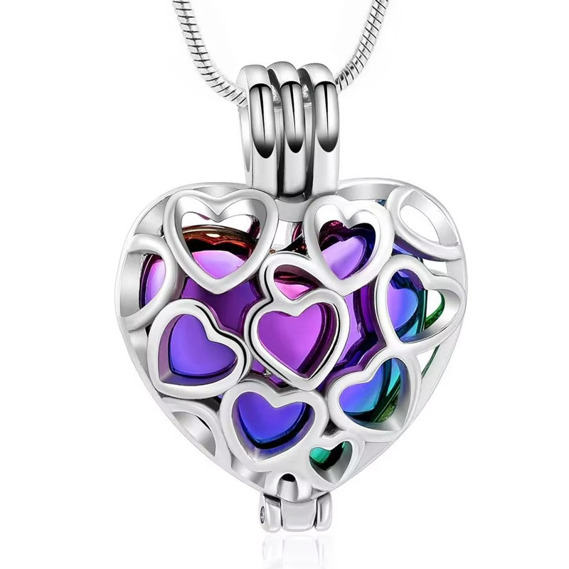 Silver color hollow heart pendant