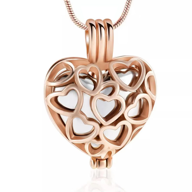 Rose gold silver hollow heart pendant
