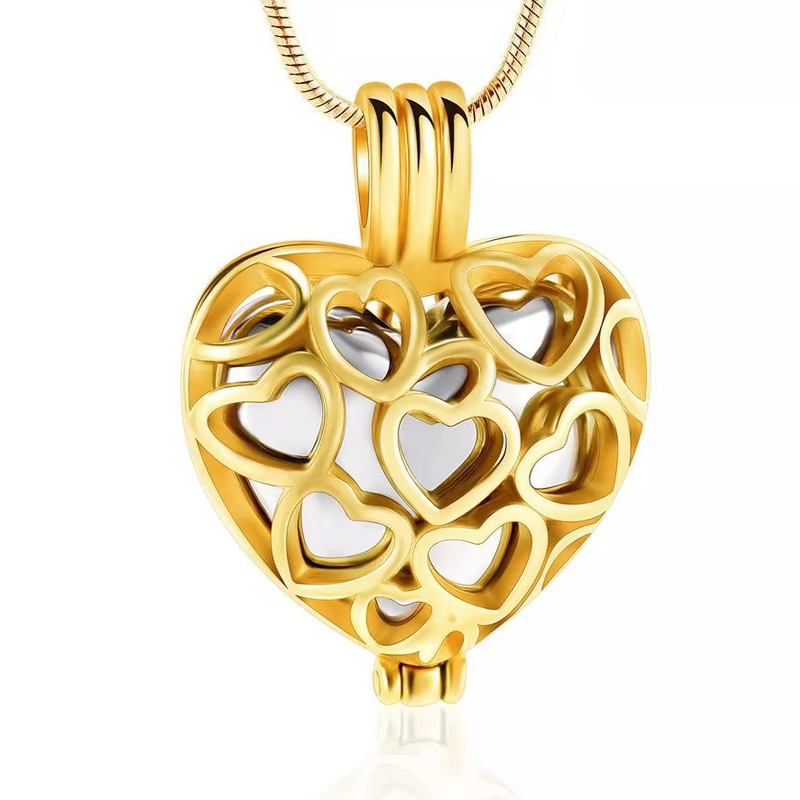 Gold silver hollow heart pendant