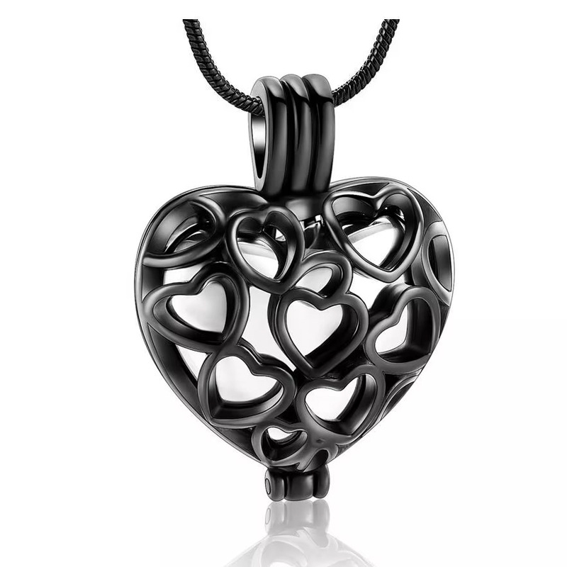 Black silver hollow heart pendant
