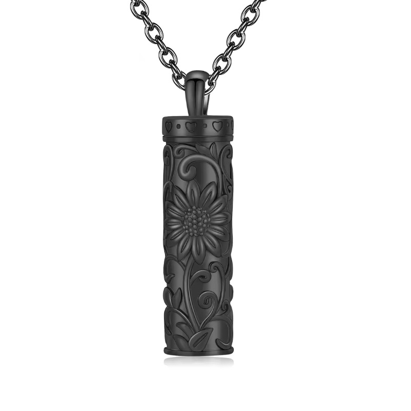 Black cylinder sunflower pendant