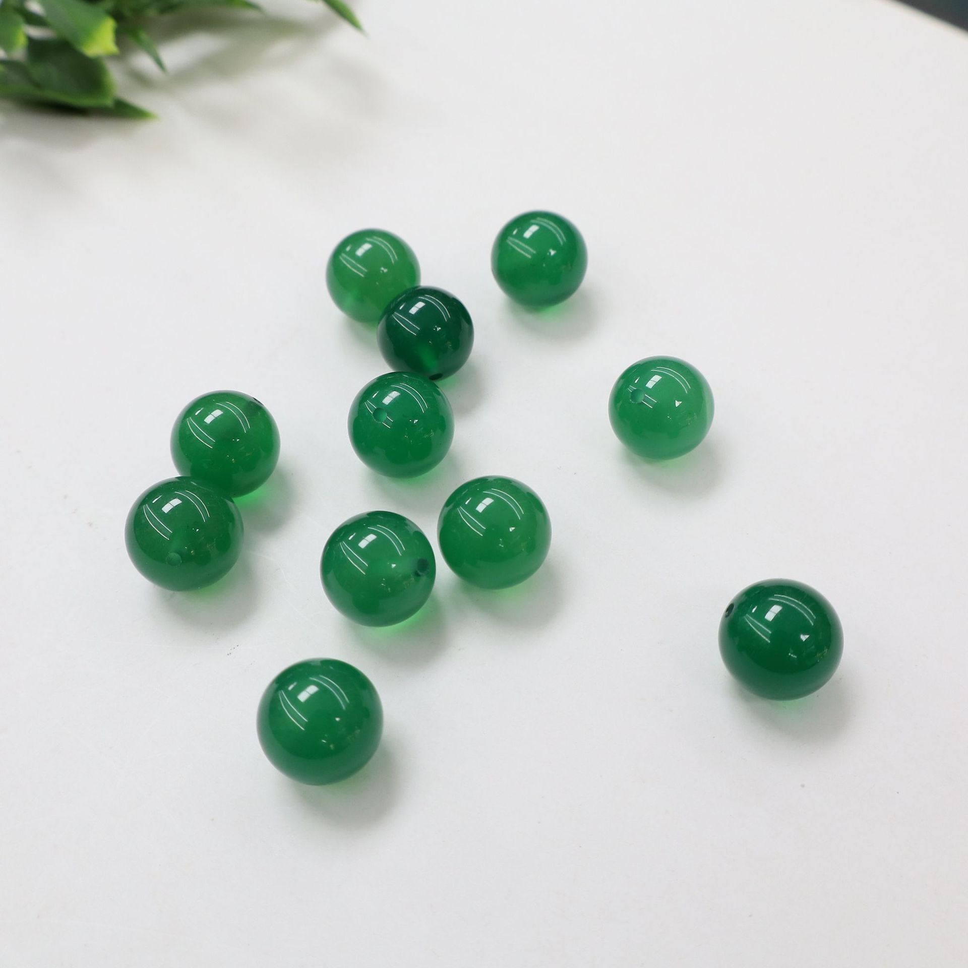 Half hole green agate beads