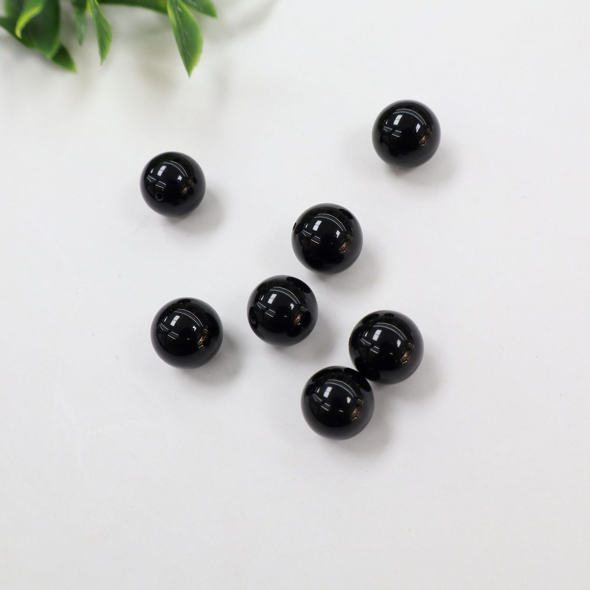 Half hole black onyx beads