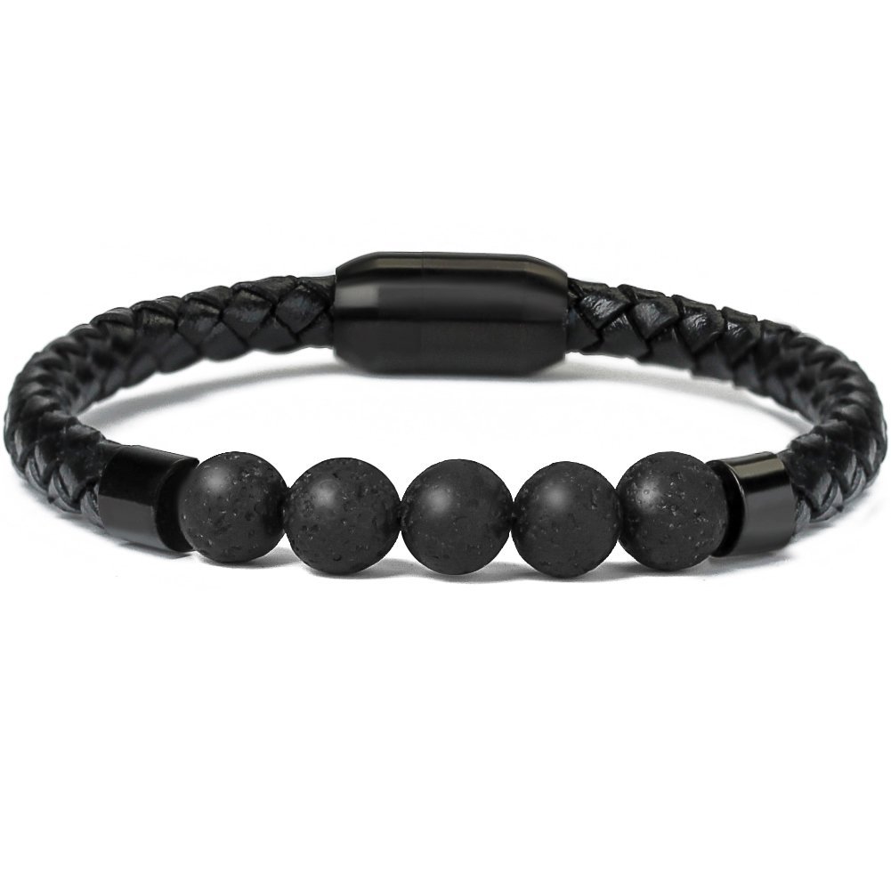 Black nubuck leather bracelet