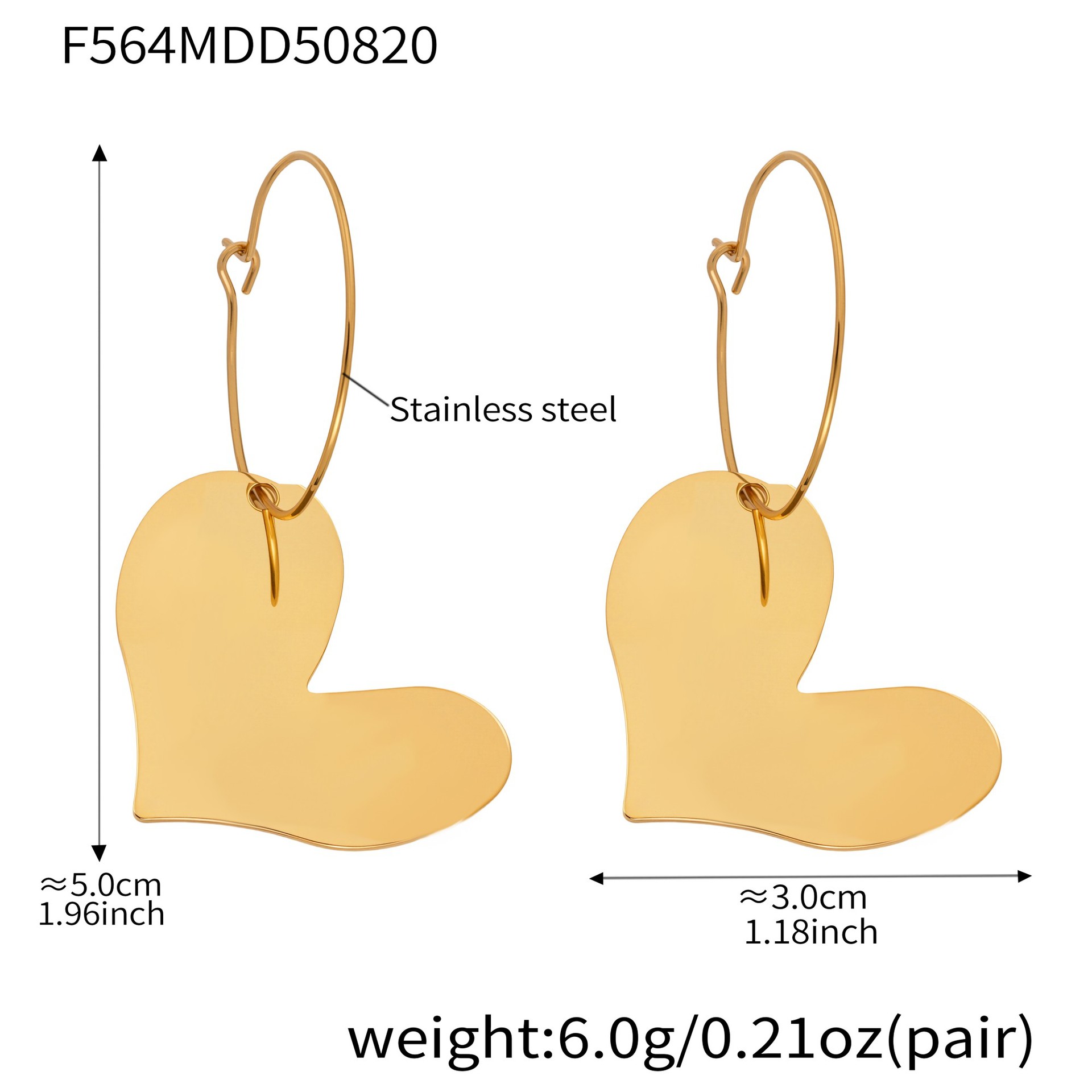 Golden heart-shaped earrings