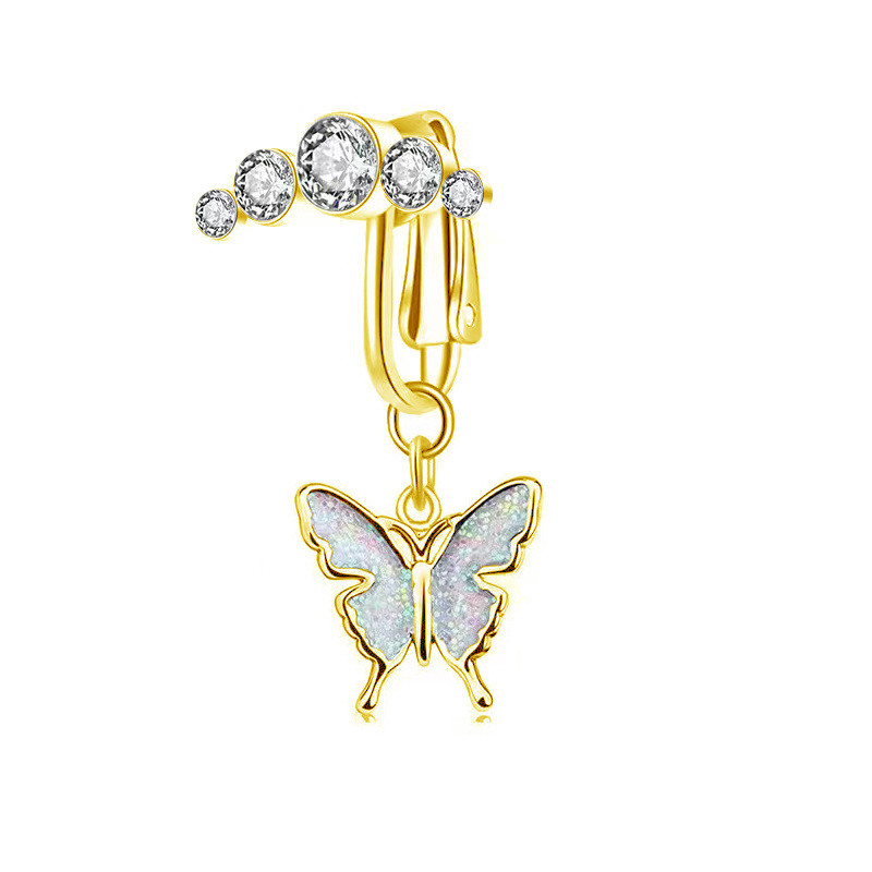 5 diamonds-white butterfly-gold
