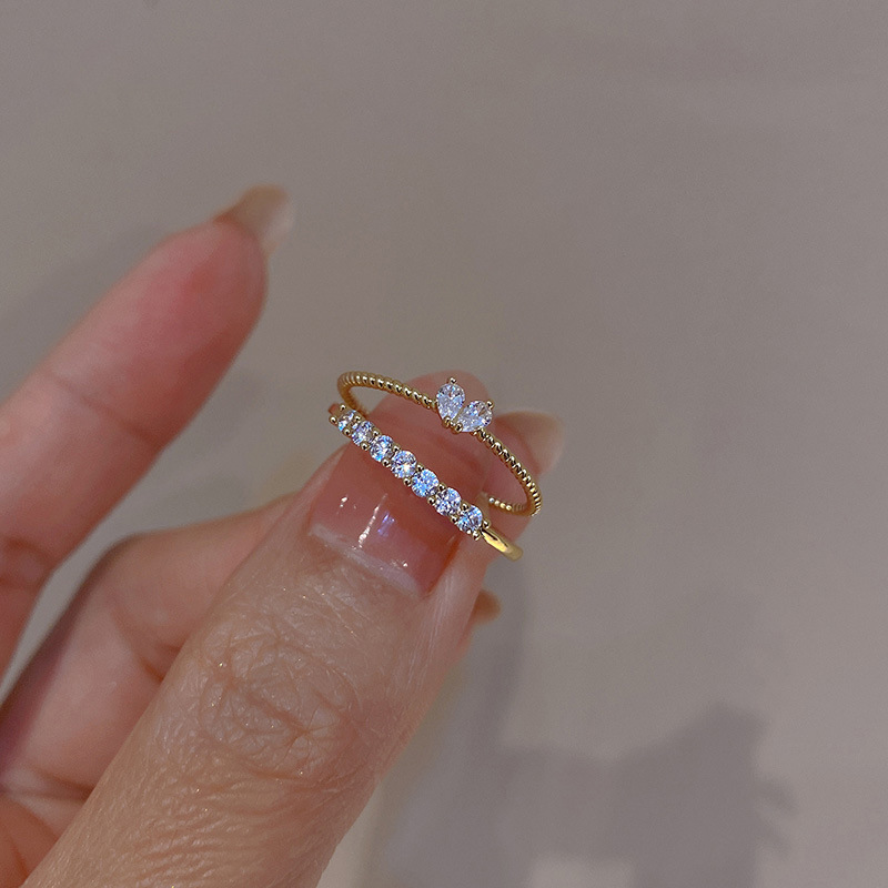 Peach Heart Ring Two-Piece Gold