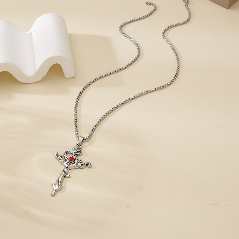 Red [with 50cm square pearl chain]