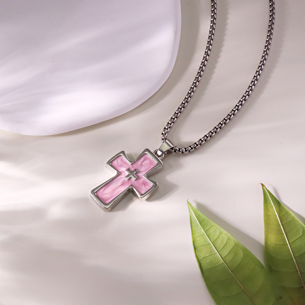 Pink [with 70cm square pearl chain]