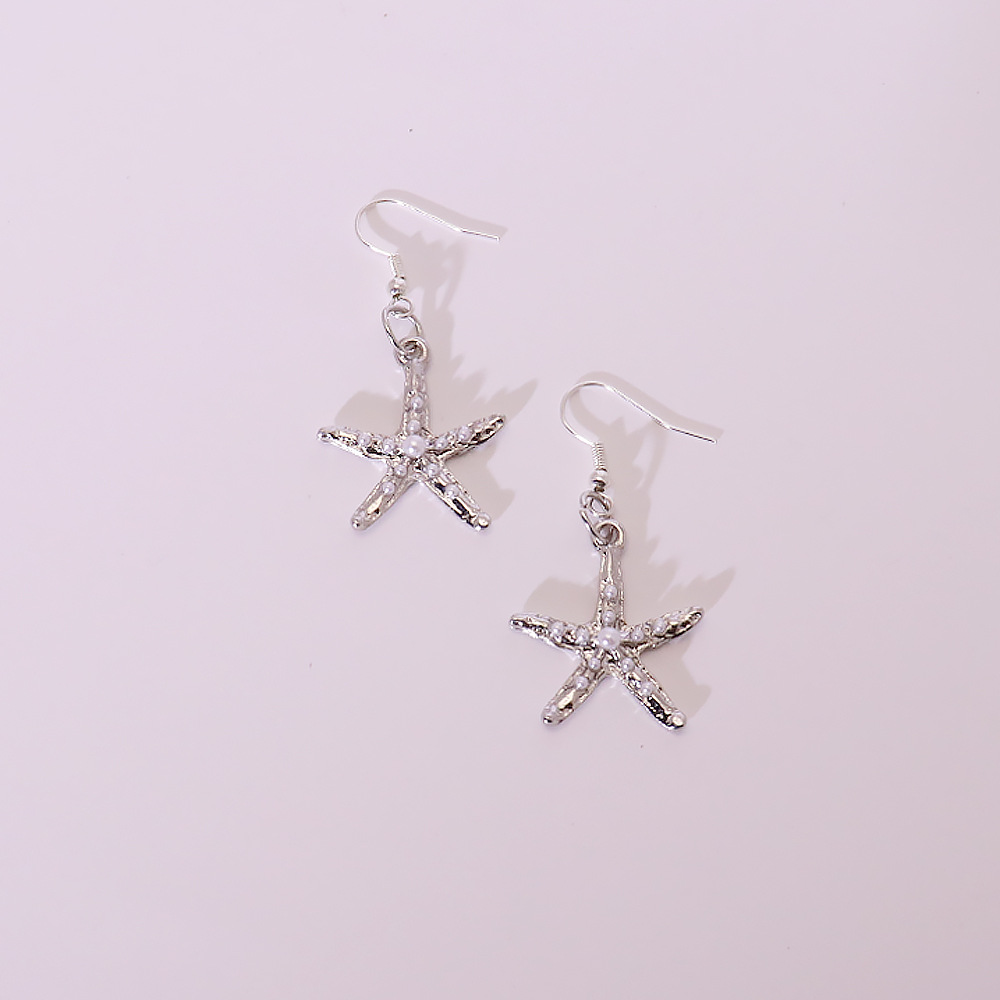 Silver starfish earrings