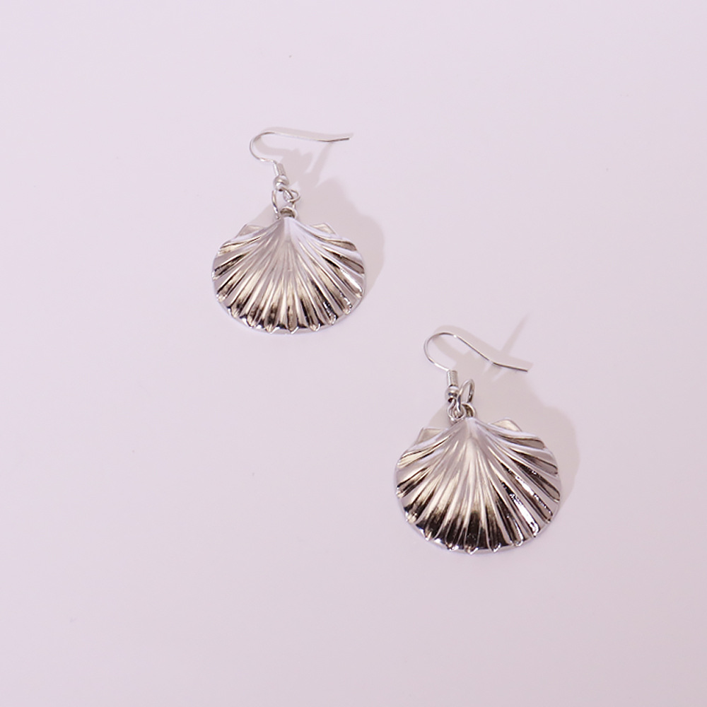 Silver large shell earrings