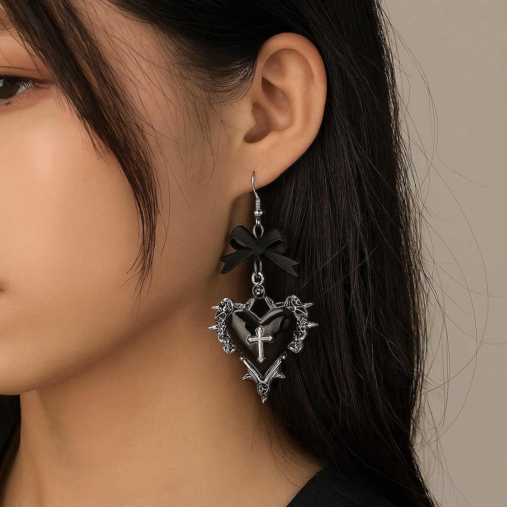 Black heart earrings