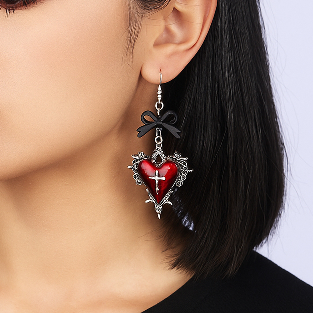 Red heart earrings