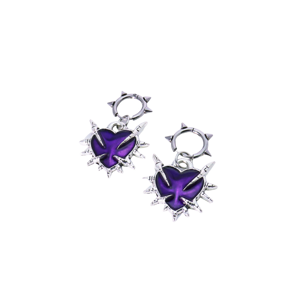 Purple heart earrings