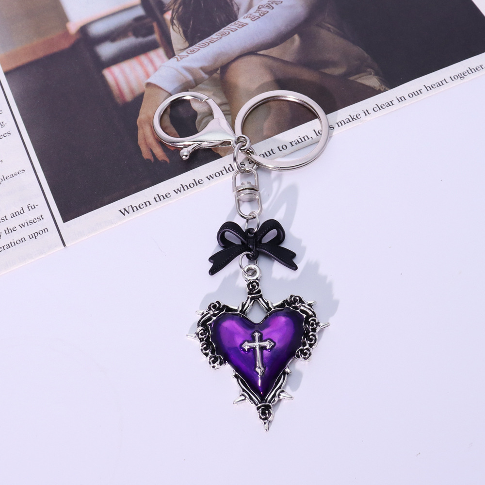 Purple heart double button bow