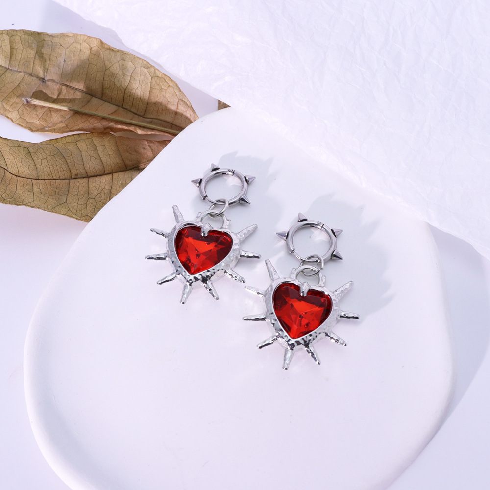 Red heart earrings