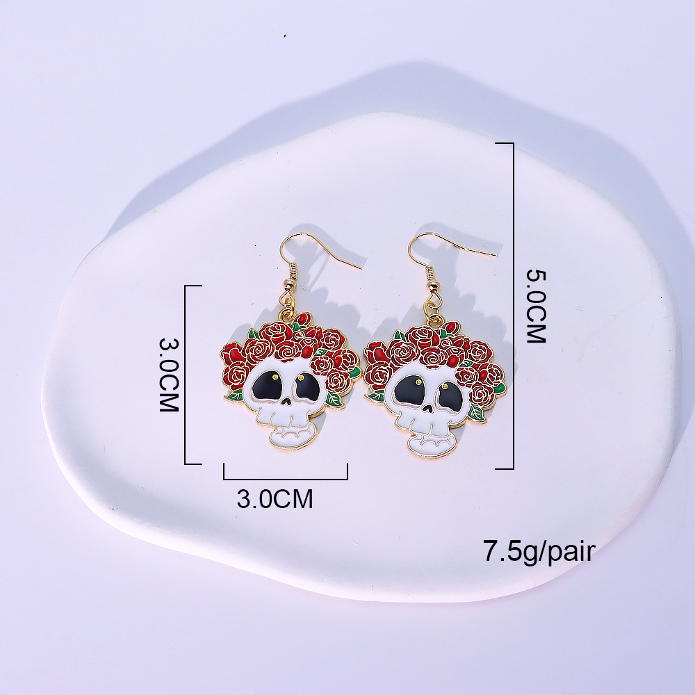 Rose skull earrings-01