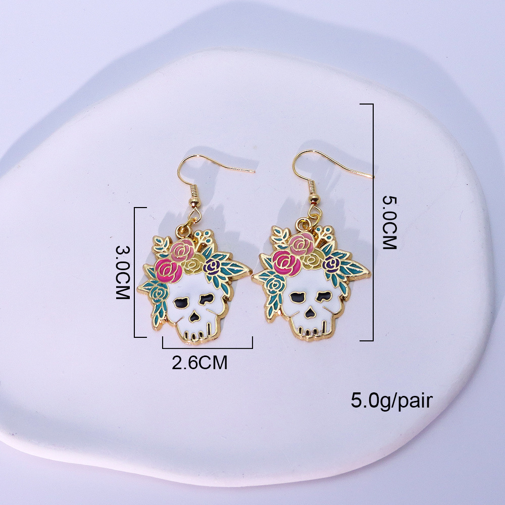 Rose skull earrings-02