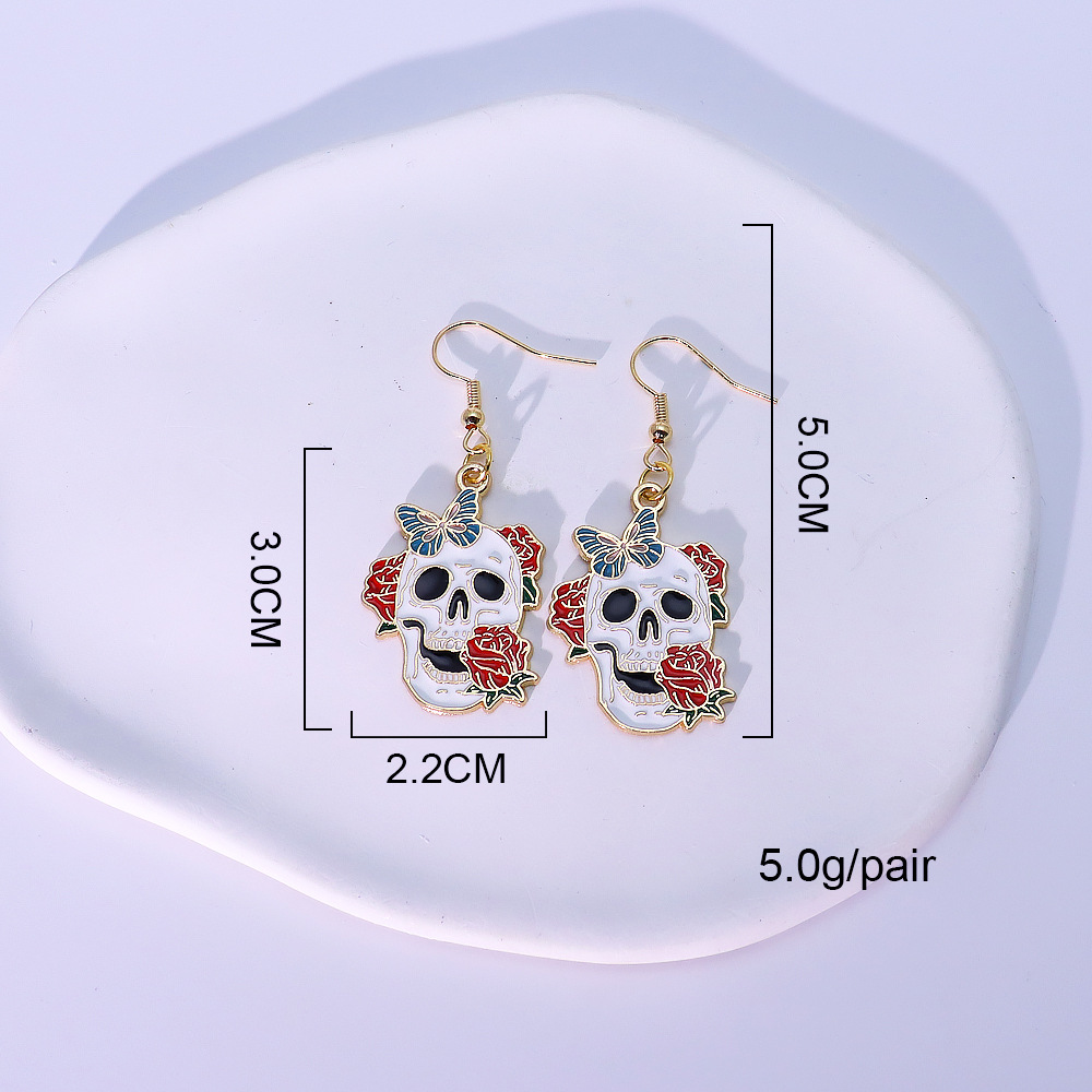 Rose skull earrings-03