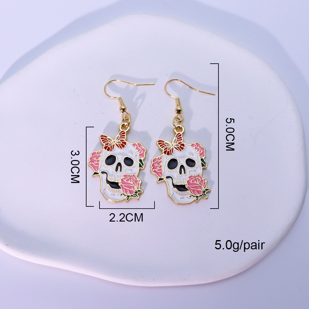 Rose skull earrings-04