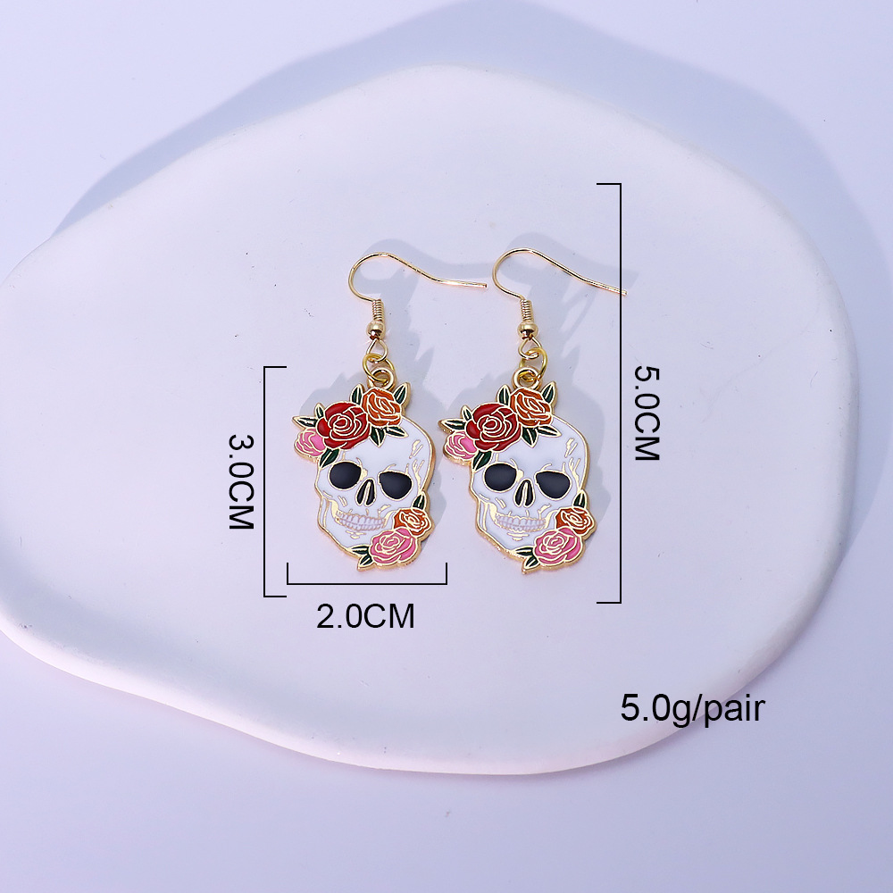 Rose skull earrings-05