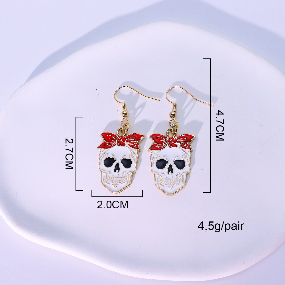 Bow skull earrings-08